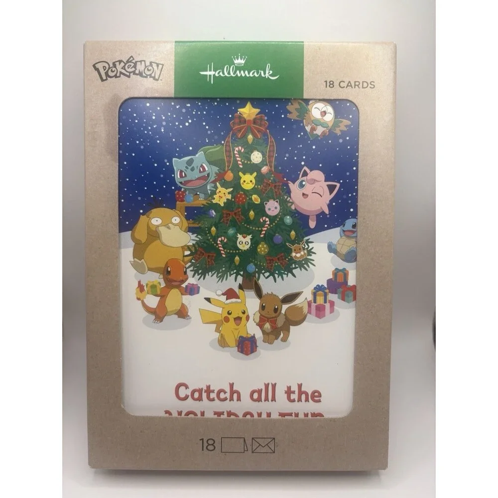 Hallmark Pokémon Christmas Cards 18 Box Set Pikachu Eevee Bulbasaur